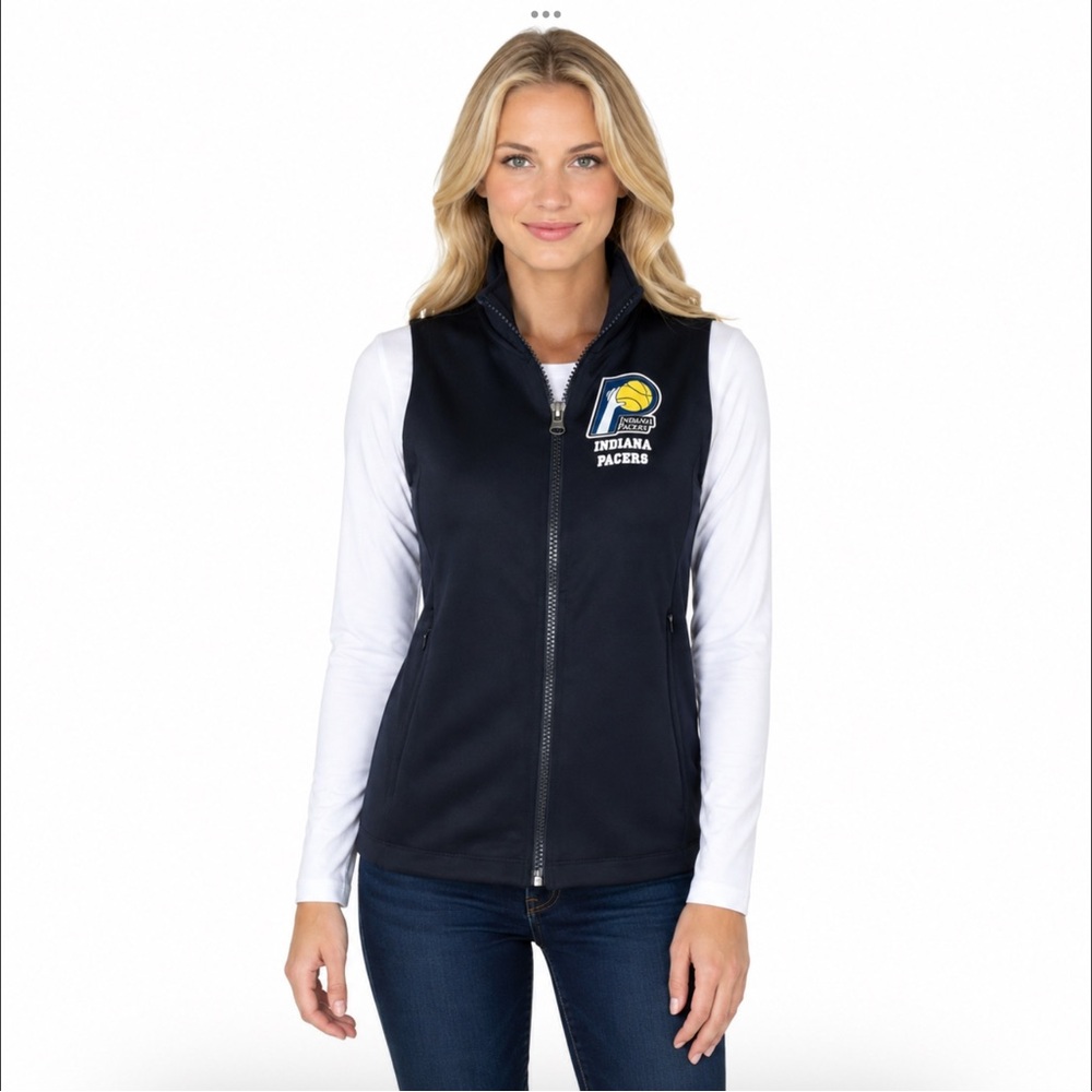 Indiana Pacers Womens Vest Size Small Black Scuba Stretchy Touch Activewear
